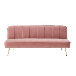 Banquette 3 places convertible LILY en velour rose