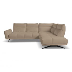 Canapé d'angle droit GIOVANNI tissu bull camel