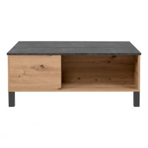 Table basse plateau relevable COMO imitation béton/ chêne
