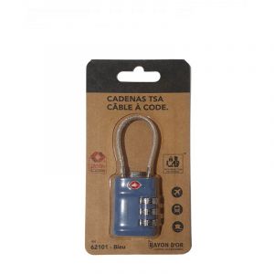 Cadenas TSA &agrave; 3 chiffres avec c&acirc;ble 62101 Bleu