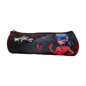 Trousse ronde double face LadyBug Miraculous/imprimé - Noir