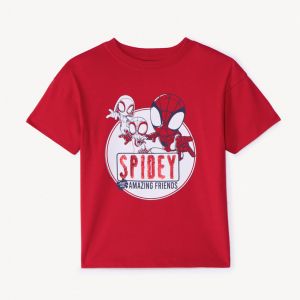 T-shirt manches courtes à sequins magiques Spidey Marvel pour garçon - Rouge