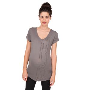 Tee-shirt manches courtes de grossesse avec lettrage brodé - Gris