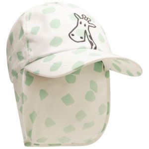 Casquette prot&egrave;ge-nuque imprim&eacute; girafe + broderie 3D mat pour b&eacute;b&eacute; gar&ccedil;on - Blanc
