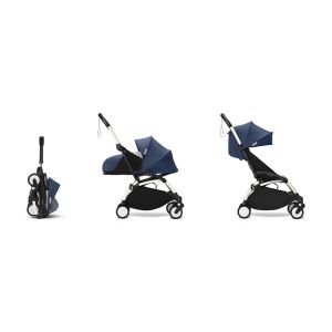 Poussette Stokke® YOYO³ de la naissance à 3 ans - cadre blanc/bleu Air France - Bleu marine