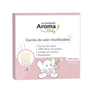 Lot de 4 carrés de soin réemployables en fibre de bambou - Rose