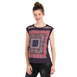 Top sans manches de grossesse motif ethnique - Noir