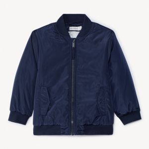 Blouson en toile bleu marine à col teddy pour garçon - Bleu
