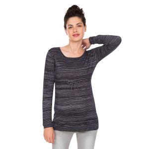 Pull de grossesse à rayures fantaisie avec lien - Bleu