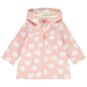 Parka gomme à couleurs changeantes imprimé cœurs pour bébé fille - Rose