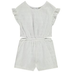 Combishort en broderie anglaise avec taille ajour&eacute;e pour fille - Blanc