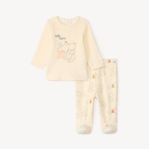 Pyjama en velours Winnie Disney pour b&eacute;b&eacute; gar&ccedil;on avec finitions diff&eacute;rentes selon l'&acirc;ge - Ecru