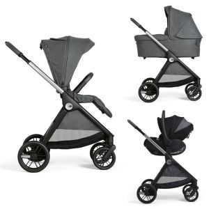 Poussette Trio Bellagio Recline Black Satin - Gris