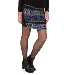 Jupe de grossesse en jacquard motif style ethnique - Bleu