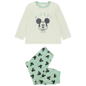 Pyjama velours Mickey Disney pour bébé garçon avec finitions différentes selon l&#39;âge - Ecru