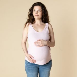 Débardeur uni effet côtelé pour femme - Rose