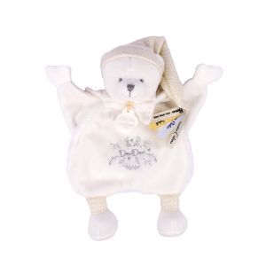 Doudou plat 25 ans ours blanc avec cape - Beige