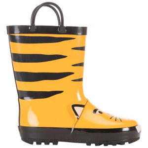 Bottes de pluie en caoutchouc visuel tigre avec d&eacute;tails fantaisie pour gar&ccedil;on - Jaune