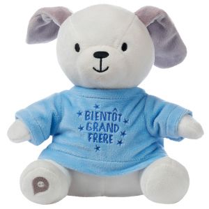 Habillage pour peluche à texte annonce grand frère brodé - Bleu clair