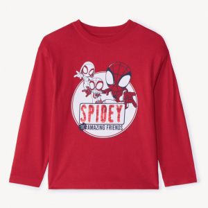 T-shirt manches longues à sequins magiques Spidey Marvel pour garçon - Rouge