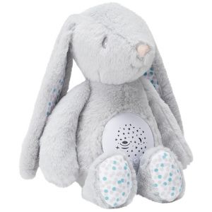 Peluche veilleuse musicale avec projecteur Célestin le lapin - Gris