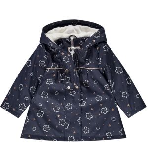 Parka gomme &agrave; capuche imprim&eacute; fantaisie pour b&eacute;b&eacute; fille - Bleu