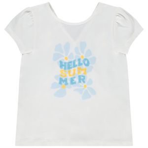 T-shirt manches courtes à sequins et dos croisé pour fille - Blanc