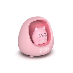 R&eacute;veil avec veilleuse Myko le chat rose - Rose