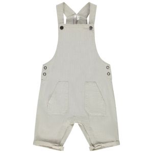 Salopette courte rayée à poches pour bébé garçon - Beige