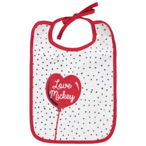 Bavoir &agrave; pois print Mickey Disney - Ecru