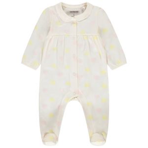 Dors-bien imprim&eacute; c&oelig;urs &agrave; col claudine pour b&eacute;b&eacute; fille - Ecru