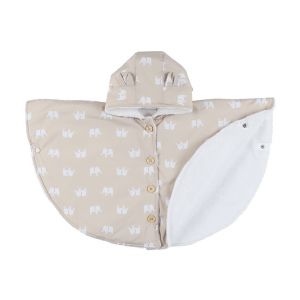 Poncho ludique d&eacute;perlant imprim&eacute; &eacute;l&eacute;phants beige - Beige
