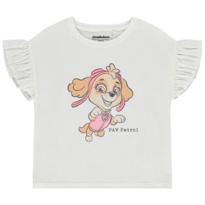 T-shirt manches courte volantée print Skye Pat Patrouille pour fille - Ecru