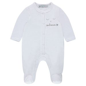 Dors-bien Feather en velours brod&eacute; - Blanc