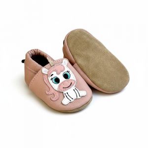 Chaussons b&eacute;b&eacute; en cuir 12-18M Simone la licorne rose - Rose