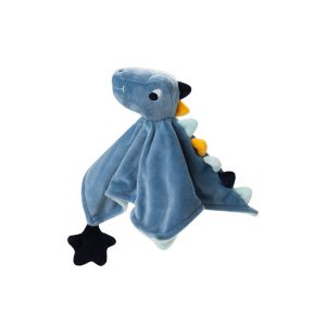 Doudou plat dinosaure - Bleu