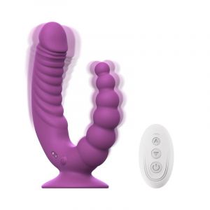 Teazers - Vibromasseur Double avec Ventouse et T&eacute;l&eacute;commande - Violet
