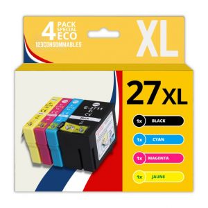 123CONSOMMABLES - 27XL Cartouches d'encre compatible avec Epson 27 27 XL pour Epson WF 3620 WF 7720 - Neuf
