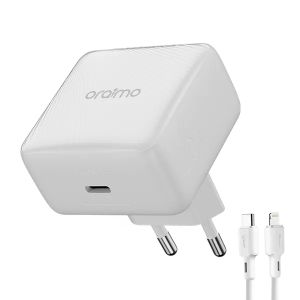 oraimo PowerCube 20W Lightning &ndash; Chargeur GaN 20W avec c&acirc;ble USB-C vers Lightning inclus - Neuf