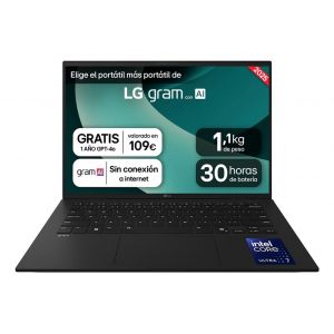 LG Gram 14Z90T-G.AD8BB laptop Intel Core Ultra 7 255H Ordinateur portable 35,6 cm (14 ) WUXGA 32 Go LPDDR5x-SDRAM 2 To SSD Wi-Fi 6E (802.11ax) Windows 11 Home Espagnole Noir - Neuf