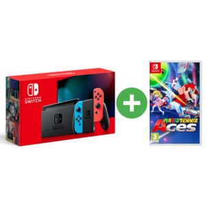 Switch & Mario Tennis Aces - Console de jeux portables 15,8 cm (6.2 ) 32 Go &Eacute;cran tactile Wifi, Bleu, Gris, Rouge - Excellent &eacute;tat