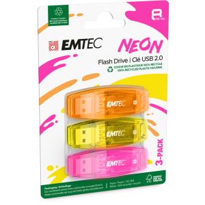 Emtec C410 Neon lecteur USB flash 8 Go USB Type-A 2.0 Orange, Rose, Jaune - Neuf
