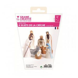 Moules en latex pour cr&egrave;che de No&euml;l - Lot de 8 santons &agrave; peindre - Neuf