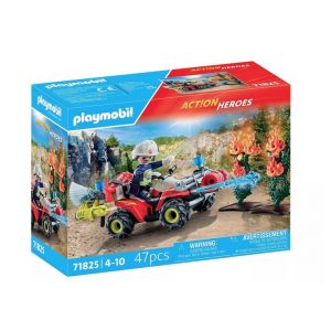 Playmobil Pompier avec quad et arbustes enflamm&eacute;s - Neuf
