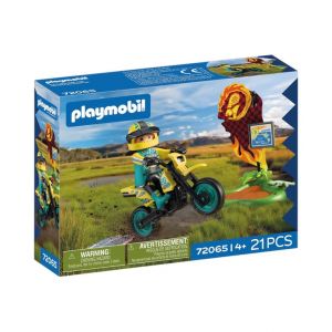 Playmobil 72065 Motocross Rider & Accessories Moto tout-terrain jaune 21 pi&egrave;ces - Neuf