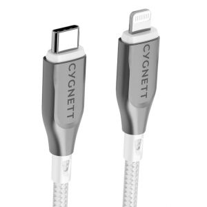 C&acirc;ble Lightning vers USB-C 30W S&eacute;rie Armoured Charge et Synchronisation 2m Blanc - Neuf