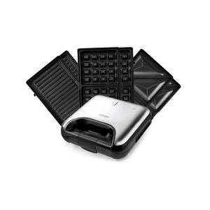 Kitchencook - Appareil &agrave; Sandwich 3en1 - 800w - Rev&ecirc;tement Antiadh&eacute;sif - Plaque(21,6x12cm) - Contr&ocirc;le Thermostat - Noir - Neuf