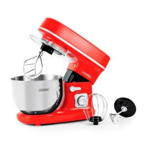 Kitchencook - Robot P&eacute;trin 5l - 1300w - 6 Intensit&eacute;s - Bol Amovible Acier Inoxydable - Crochet &agrave; P&acirc;te - Fouet &agrave; Fils - Rouge - Neuf