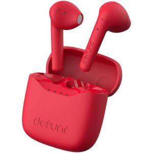 Defunc True Lite Rouge - &Eacute;couteur sans Fil Bluetooth 5.3 Hi-FI Son St&eacute;r&eacute;o, Contr&ocirc;le Tactile, Microphones Int&eacute;gr&eacute;s, 20 Heures Dur&eacute;e de Lecture, USB-C Charge, pour iOS et Android Telephone - Neuf