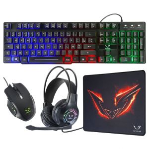 WE Gamium bundle 4-en-1 pour PC Casque micro + clavier + souris + tapis de souris - Neuf
